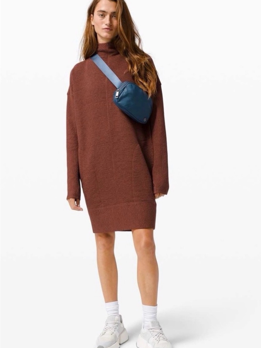 lululemon athletica Rust Brown Ribbed Turtleneck Sweater Dress